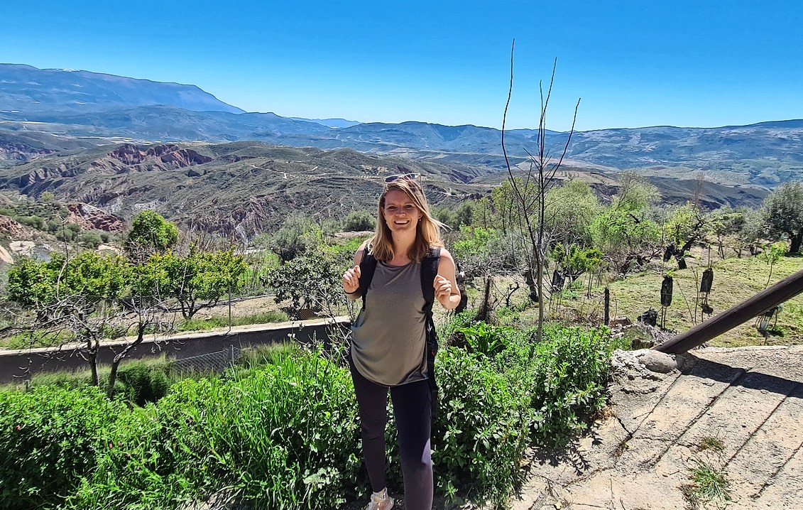 Woman hiking in the Sierra Nevada mountains.