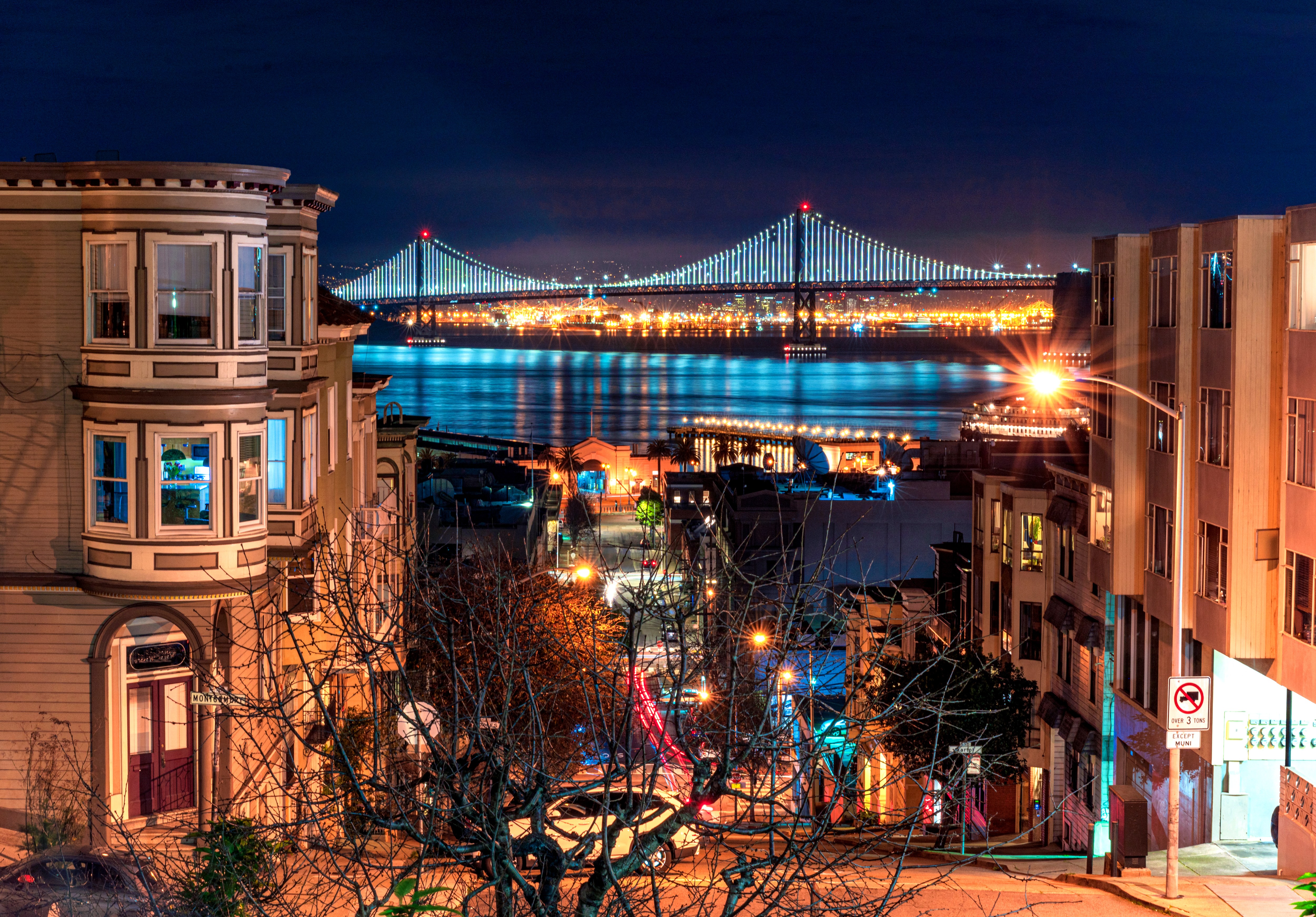 A night view towards Oakland and the Bay Bridge from the Telegraph Hill district of San Francisco, one of the host cities for the 2026 FIFA World Cup