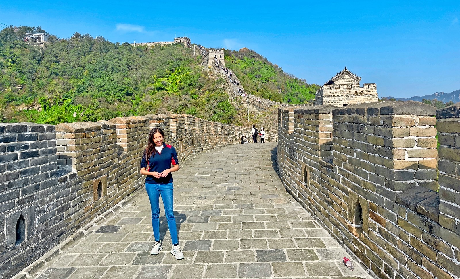 Woman standing on the Great Wall of China.