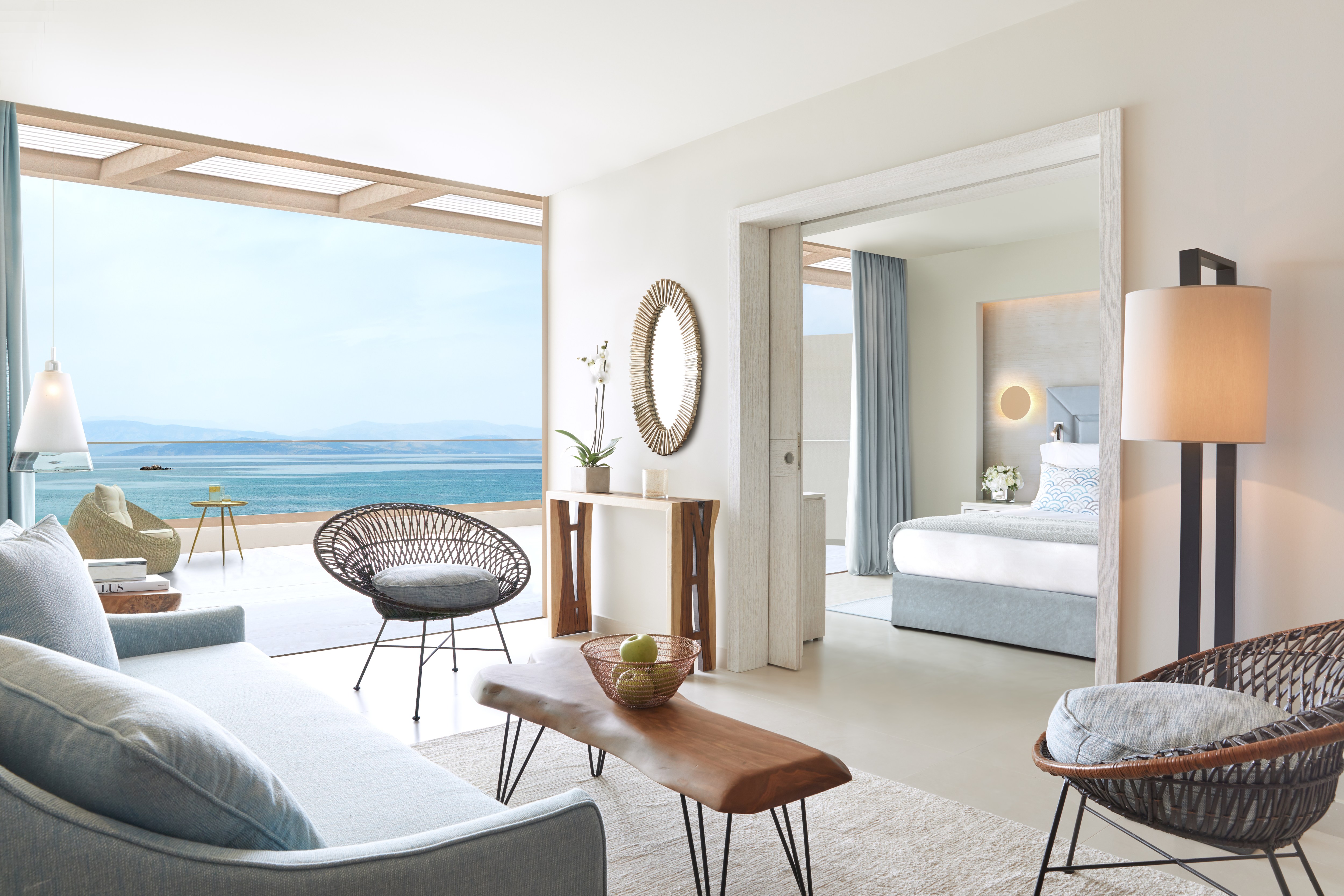 A one bedroom sea-view suite at Ikos Dassia hotel in Corfu