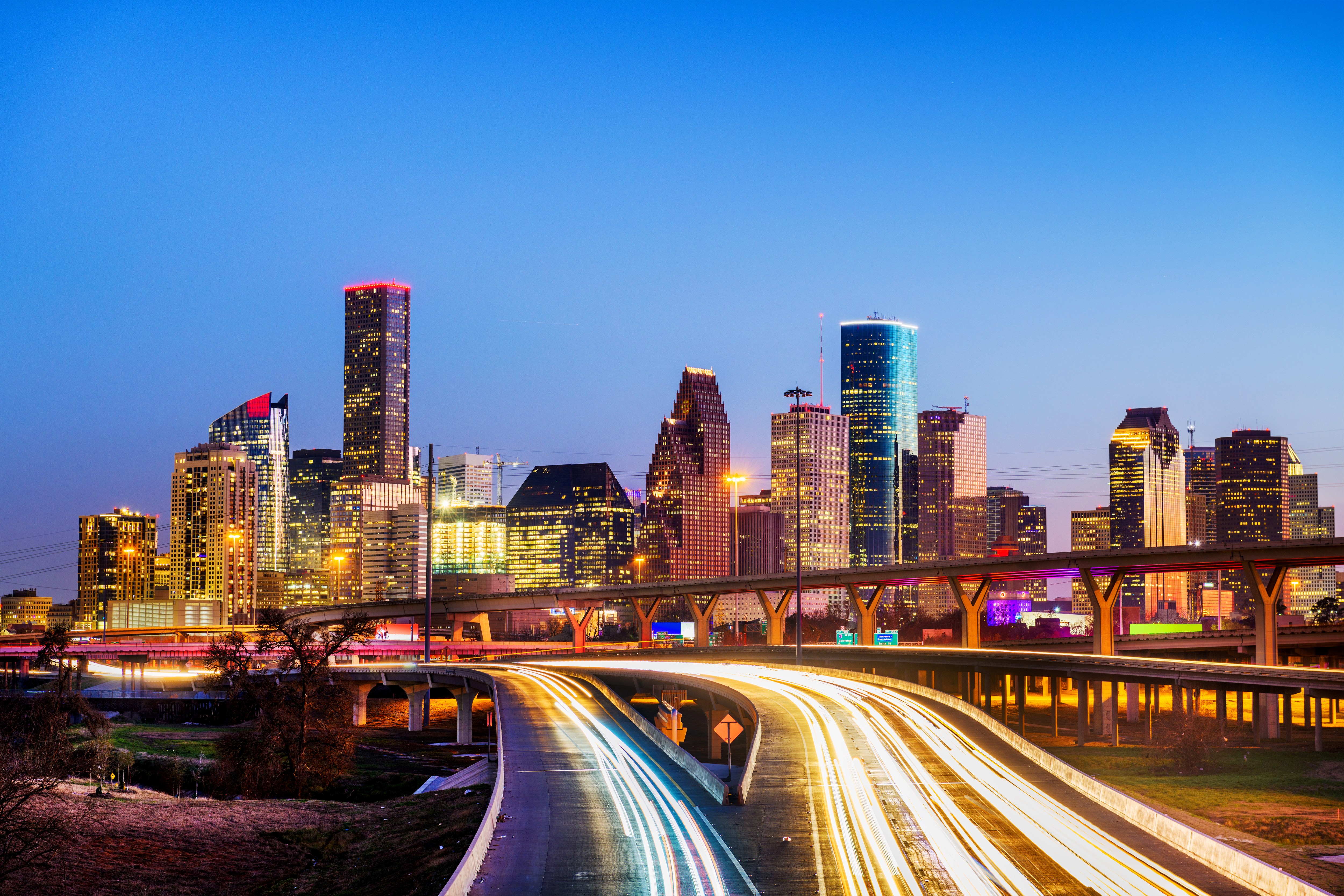 Skyline at dusk in Houston, Texas, one of the host cities for the 2026 FIFA World Cup